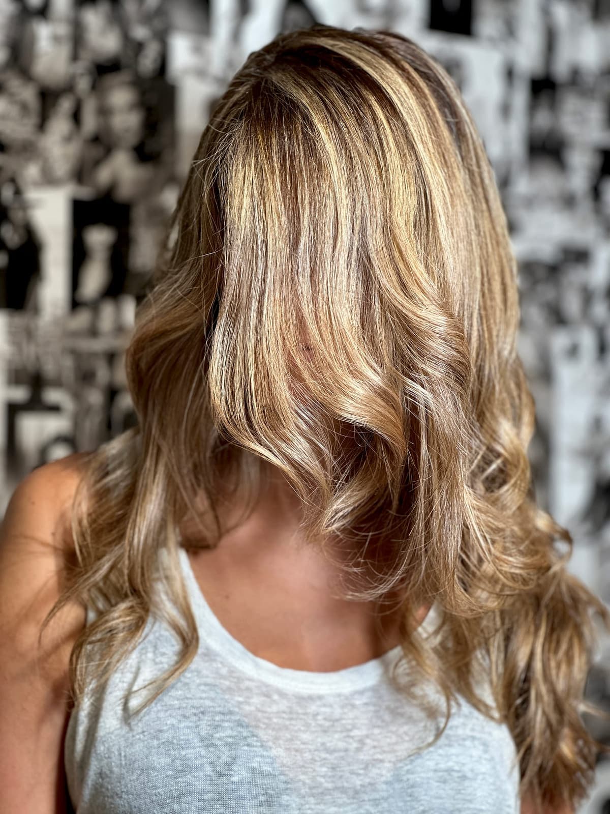 Blonde wave colour result Marbella hair salon