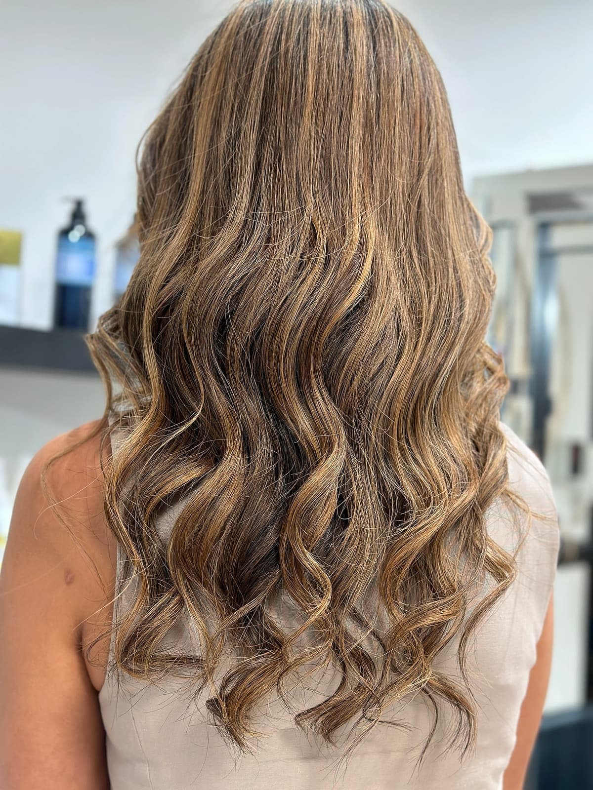Caramel balayage curls colour result Marbella