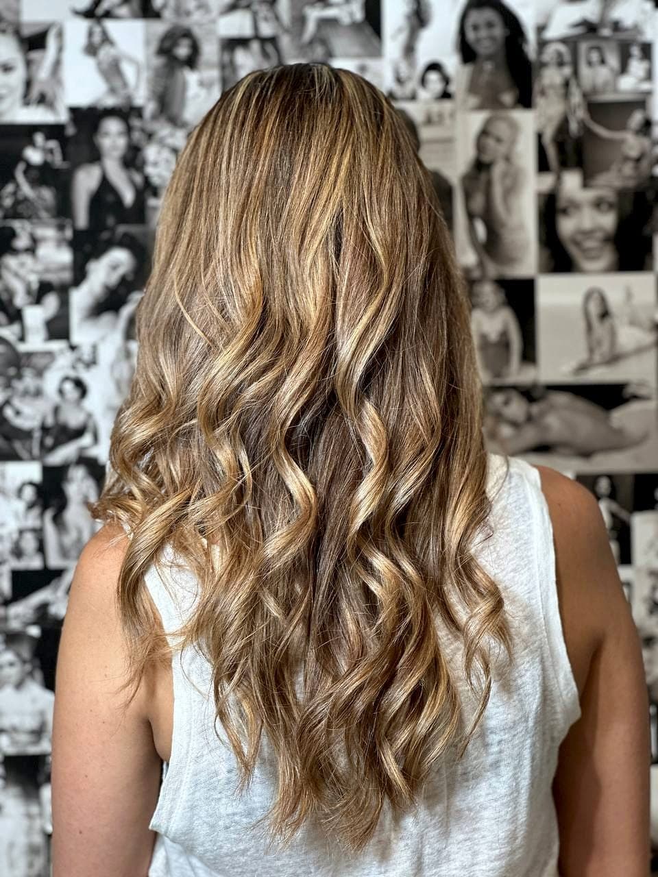 Caramel balayage waves by master colourist Afsaneh Farahmand in Marbella