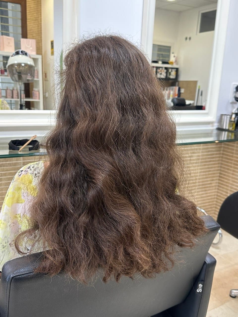 Dry, frizzy hair before a Hair Botox treatment in Marbella